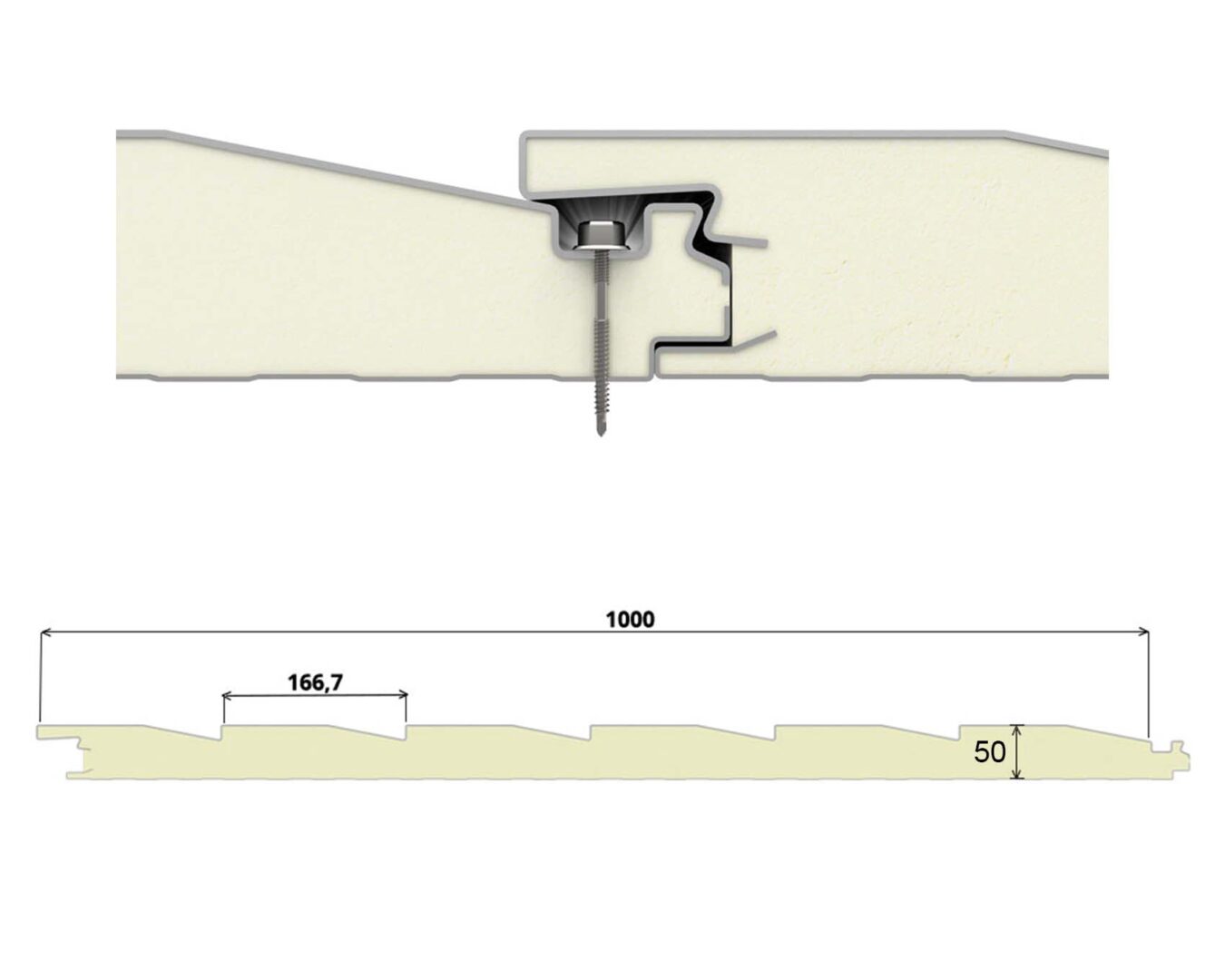 Potdeksel/rabat sandwichpanelen 50 mm isolatie - Afbeelding 2